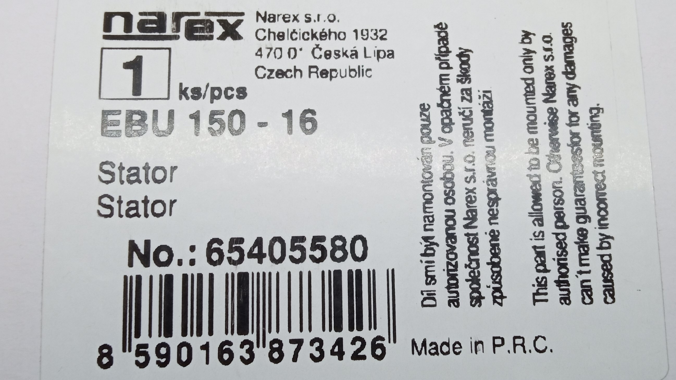 Stator NAREX EBU 150-16